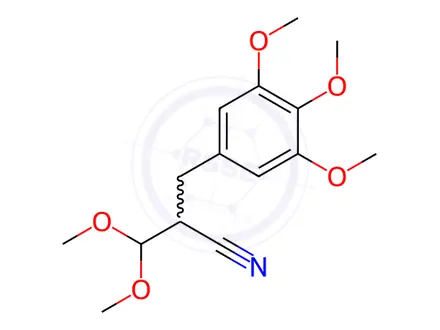 Chemical structure of 3,4,5-Trimethoxy-2’-cyano-di-hydrocinnamaldehyde Dimethylacetal