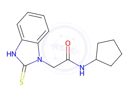 Chemical structure of N-Cyclopentyl-2-(2-mercapto-1H-benzo[d]imidazol-1-yl)acetamide
