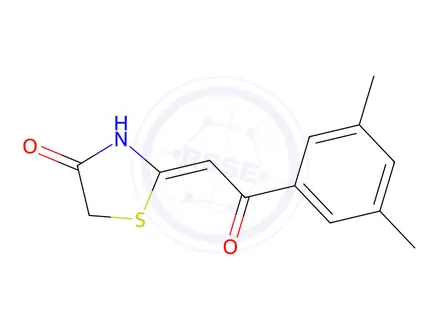 Chemical structure of (2E)-2-[2-(3,5-dimethylphenyl)-2-oxoethylidene]-1,3-thiazolidin-4-one