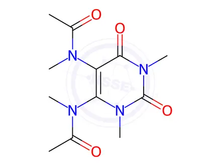 Chemical structure of Uracil, 1,3-dimethyl-5,6-bis(N-methylacetamido)-(6CI)