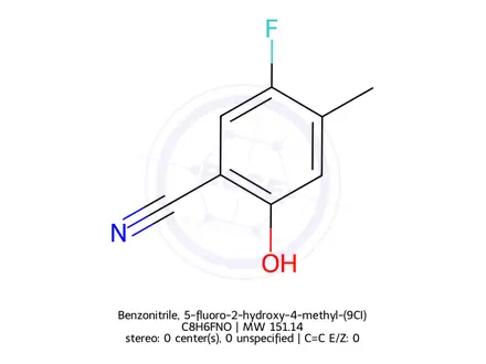 Chemical structure of Benzonitrile, 5-fluoro-2-hydroxy-4-methyl-(9CI)