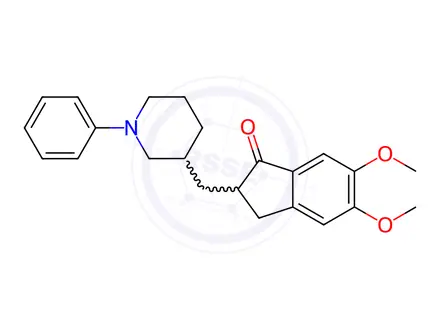 Chemical structure of 1H-Inden-1-one, 2,3-dihydro-5,6-dimethoxy-2-[[1-(phenylmethyl)-3-piperidinyl]methyl]-