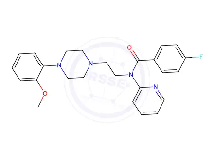 Chemical structure of 4-FLUORO-N-[2-[4-(2-METHOXYPHENYL)PIPERAZIN-1-YL]ETHYL]-N-PYRIDIN-2-YLBENZAMIDE