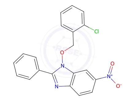 Chemical structure of 1-[(2-Chlorophenyl)methoxy]-6-nitro-2-phenyl-1H-1,3-benzodiazole