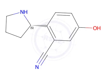 Chemical structure of (S)-5-hydroxy-2-(pyrrolidin-2-yl)benzonitrile