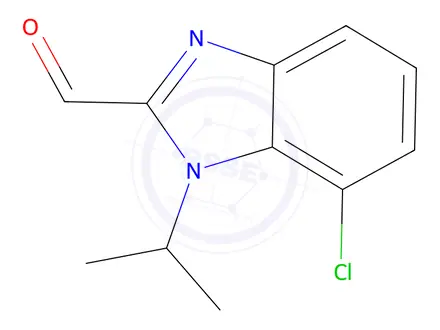 Chemical structure of 7-chloro-1-(propan-2-yl)-1H-1,3-benzodiazole-2-carbaldehyde