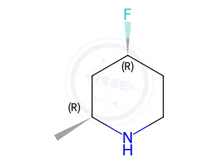 Chemical structure of Piperidine, 4-fluoro-2-methyl-, (2R,4R)-