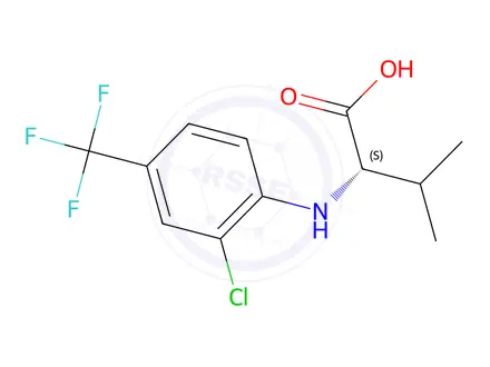 Chemical structure of (2S)-2-{[2-chloro-4-(trifluoromethyl)phenyl]amino}-3-methylbutanoic acid