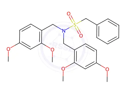 Chemical structure of N,N-bis[(2,4-dimethoxyphenyl)methyl]-1-phenyl-methanesulfonamide