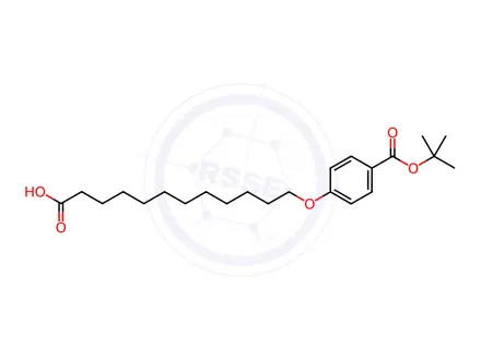 Chemical structure of Benzoic acid, 4-[(11-carboxyundecyl)oxy]-, 1-(1,1-dimethylethyl) ester
