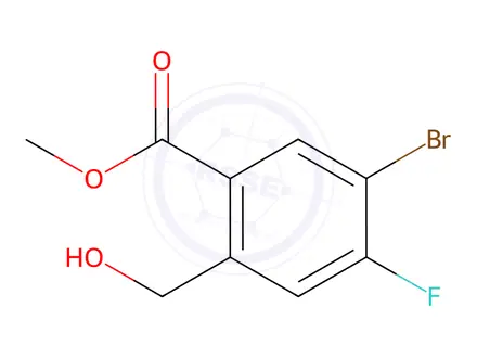 Chemical structure of Methyl 5-bromo-4-fluoro-2-(hydroxymethyl)benzoate