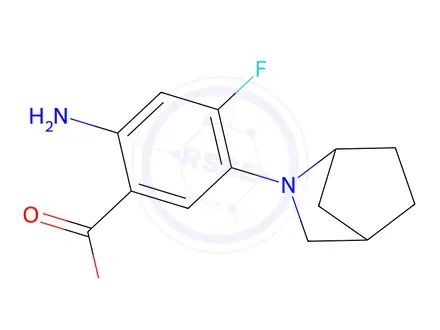 Chemical structure of 2-Amino-5-(2-azabicyclo[2.2.1]heptan-2-yl)-4-fluorobenzoic acid