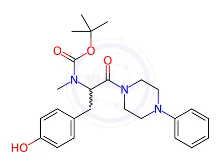 Chemical structure of 1-[(S)-N-tert-Boc-N-methyltyrosyl]-4-phenylpiperazine