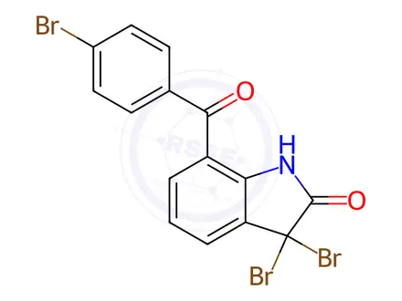 Chemical structure of 7-(4-Bromobenzoyl)-3,3-dibromo-1,3-dihydro-2H-indol-2-one