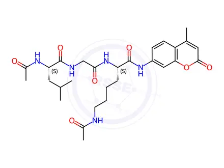 Chemical structure of (S)-6-Acetamido-2-(2-((S)-2-acetamido-4-methylpentanamido)acetamido)-N-(4-methyl-2-oxo-2H-chromen-7-yl)hexanamide