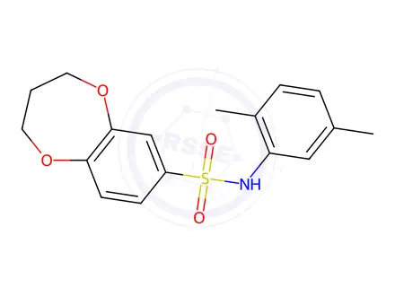 Chemical structure of N-(2,5-Dimethylphenyl)-3,4-dihydro-2H-benzo[b][1,4]dioxepine-7-sulfonamide