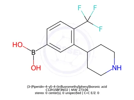Chemical structure of (3-(Piperidin-4-yl)-4-(trifluoromethyl)phenyl)boronic acid