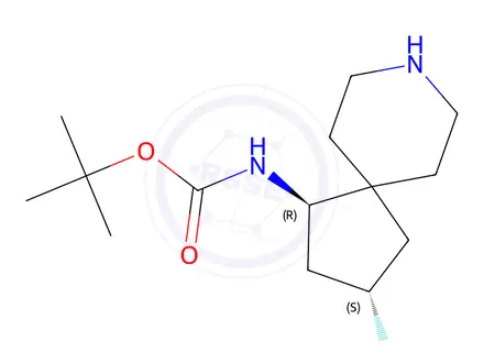 Chemical structure of Tert-butyl ((1R,3S)-3-fluoro-8-azaspiro[4.5]Decan-1-yl)carbamate