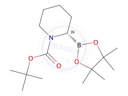 Chemical structure of Tert-butyl (S)-2-(4,4,5,5-tetramethyl-1,3,2-dioxaborolan-2-yl)piperidine-1-carboxylate