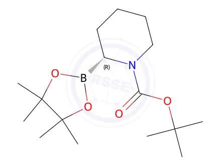 Chemical structure of Tert-butyl (R)-2-(4,4,5,5-tetramethyl-1,3,2-dioxaborolan-2-yl)piperidine-1-carboxylate