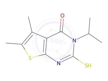 Chemical structure of 5,6-Dimethyl-3-(propan-2-yl)-2-sulfanyl-3H,4H-thieno[2,3-d]pyrimidin-4-one