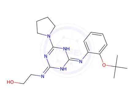 Chemical structure of 2-[[4-[[2-(1,1-Dimethylethoxy)phenyl]amino]-6-(1-pyrrolidinyl)-1,3,5-triazin-2-yl]amino]ethanol