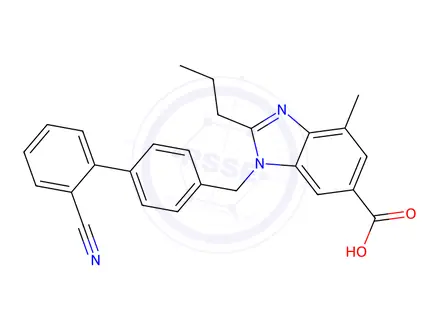 Chemical structure of 1-((2'-cyanobiphenyl-4-yl)methyl)-4-methyl-2-propyl-1H-benzo[d]imidazole-6-carboxylic acid