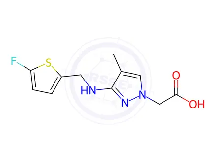 Chemical structure of (3-{[(5-fluoro-2-thienyl)methyl]amino}-4-methyl-1H-pyrazol-1-yl)acetic acid