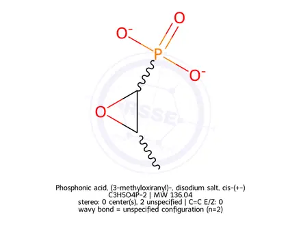 Chemical structure of Phosphonic acid, (3-methyloxiranyl)-, disodium salt, cis-(+-)-