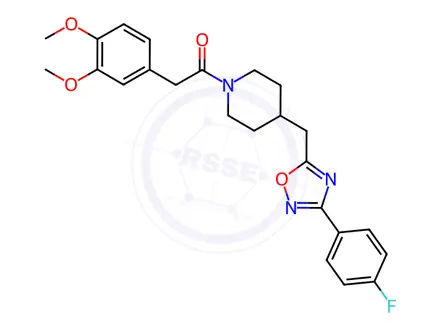 Chemical structure of 1-[(3,4-dimethoxyphenyl)acetyl]-4-{[3-(4-fluorophenyl)-1,2,4-oxadiazol-5-yl]methyl}piperidine