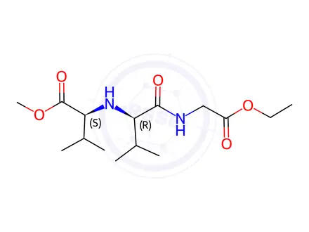 Chemical structure of Glycine, N-[N-[1-(methoxycarbonyl)-2-methylpropyl]-D-valyl]-, ethyl ester, (S)-(9CI)