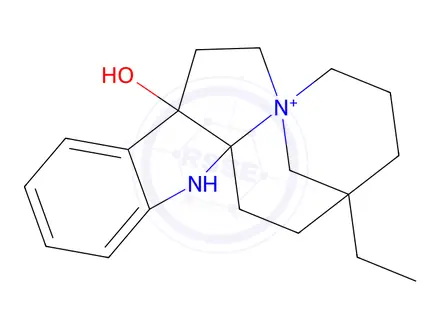 Chemical structure of 3-Ethyl-1,2,3,4,5,6,8,9,9a,14-decahydro-9a-hydroxy-3,7-methanoazocino[1',2':1,2]pyrrolo[2,3-b]indol-7-ium