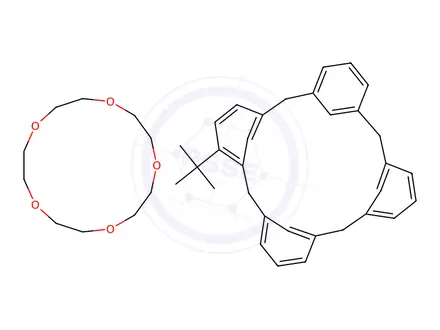 Chemical structure of 2,20,25,35-Tetra-tert-butyl-6,7,9,10,12,13,15,16-octahydro-22H,28H-4,18-(methano[1,3]benzenomethano)-23,27-(metheno)dibenzo[n,w][1,4,7,10,13]pentaoxacyclotetracosine-29,32-diol