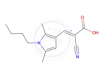 Chemical structure of 3-(1-Butyl-2,5-dimethyl-1H-pyrrol-3-yl)-2-cyanoprop-2-enoic Acid