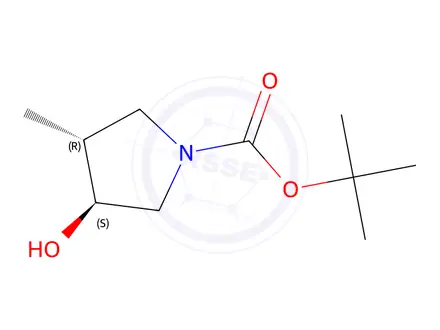 Chemical structure of tert-butyl (3S,4R)-3-hydroxy-4-Methylpyrrolidine-1-carboxylate