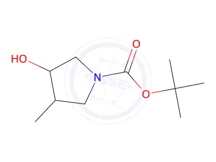 Chemical structure of tert-Butyl 3-hydroxy-4-methylpyrrolidine-1-carboxylate