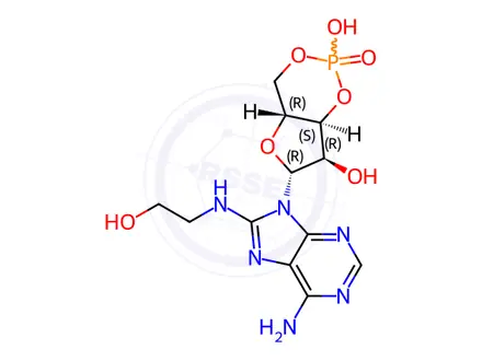 Chemical structure of 8-hydroxyethylaminoadenosine 3',5'-monophosphate