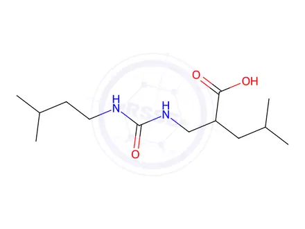 Chemical structure of 4-methyl-2-({[(3-methylbutyl)carbamoyl]amino}methyl)pentanoic acid