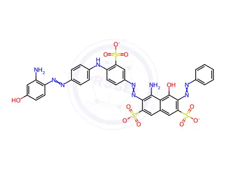 Chemical structure of 4-Amino-3-[[4-[[4-[(2-amino-4-hydroxyphenyl)azo]phenyl]amino]-3-sulfophenyl]azo]-5-hydroxy-6-(phenylazo)-2,7-naphthalenedisulfonic acid, trilithium salt