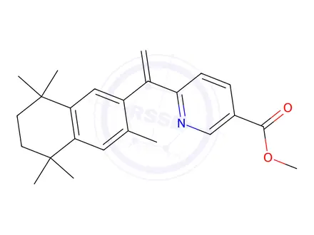 Chemical structure of 6-[(3,5,5,8,8-Pentamethyl-5,6,7,8-tetrahydronaphthalen-2-yl)ethenyl] Nicotinic Acid Methyl Ester