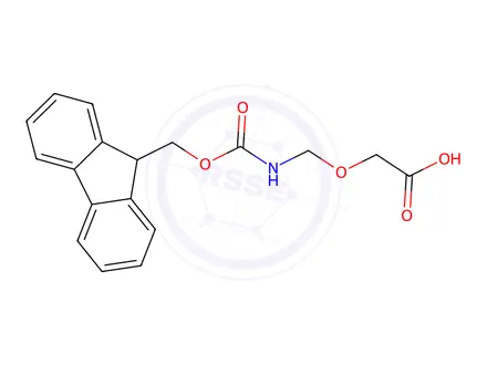 Chemical structure of 2-[[[(9H-Fluoren-9-ylmethoxy)carbonyl]amino]methoxy]acetic Acid