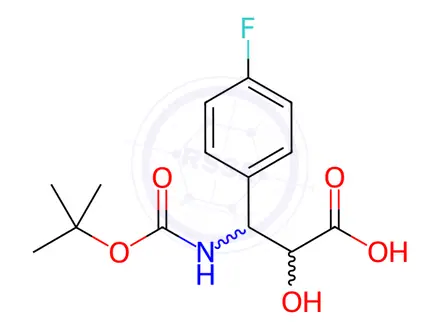 Chemical structure of N-(Tert-Butoxy)Carbonyl (2R,3R)-3-Amino-3-(4-fluoro-phenyl)-2-hydroxypropionic acid