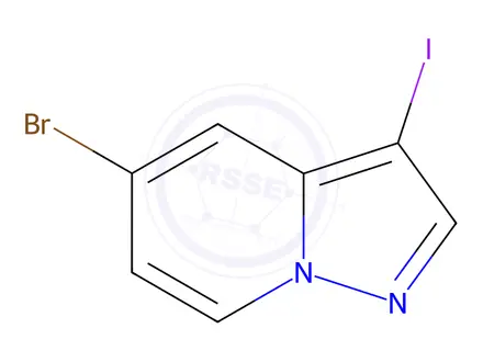 Chemical structure of 5-bromo-3-iodopyrazolo[1,5-a]pyridine