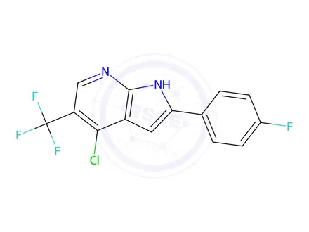 Chemical structure of 4-CHLORO-2-(4-FLUOROPHENYL)-5-(TRIFLUOROMETHYL)-1H-PYRROLO[2,3-B]PYRIDINE