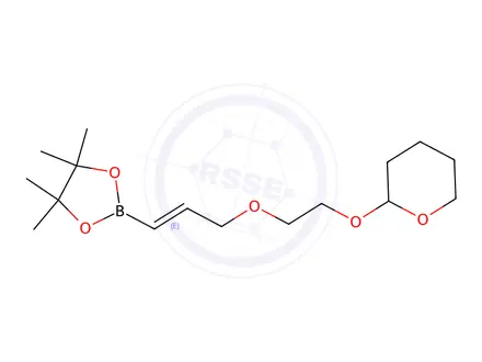 Chemical structure of (E)-4,4,5,5-Tetramethyl-2-(3-(2-((tetrahydro-2H-pyran-2-yl)oxy)ethoxy)prop-1-en-1-yl)-1,3,2-dioxaborolane