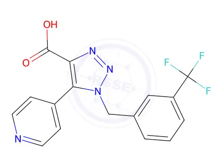 Chemical structure of 5-pyridin-4-yl-1-[3-(trifluoromethyl)benzyl]-1H-1,2,3-triazole-4-carboxylic acid