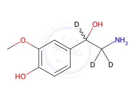 Chemical structure of rac Normetanephrine-d3