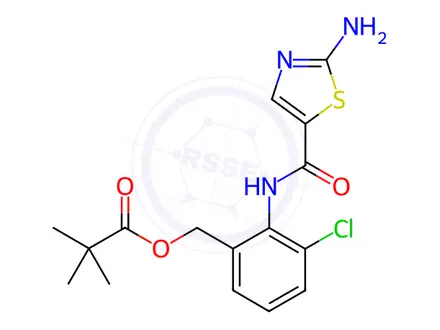 Chemical structure of 2,2-Dimethyl-propanoic Acid [2-[[(2-Amino-5-thiazolyl)carbonyl]amino]-3-chlorophenyl]methyl Ester