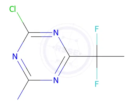 Chemical structure of 4-chloro-6-(1,1-difluoroethyl)-1,3,5-triazin-2-amine