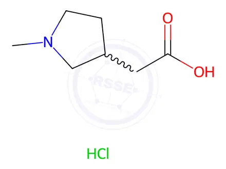 Chemical structure of 1-Methyl-3-pyrrolidineacetic Acid Hydrochloride